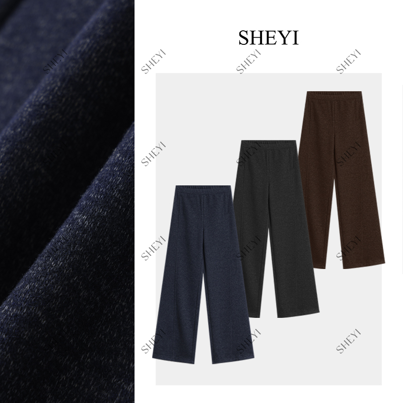 【青花瓷】醋酸羊毛暖绒云感裤女2025秋冬星空花纱休闲裤显瘦阔腿裤