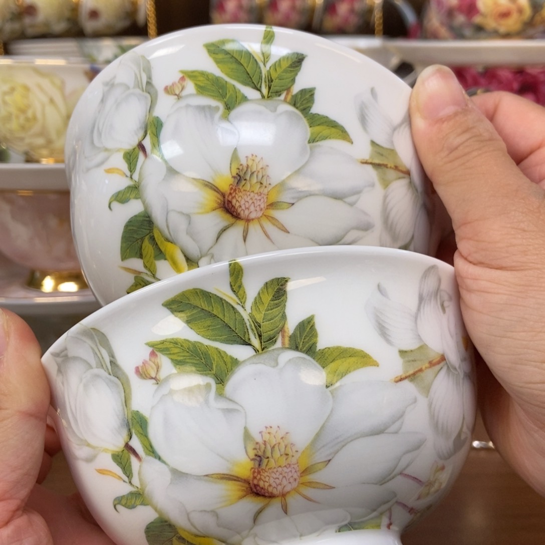 摆件两只装高骨瓷碗475寸快递装