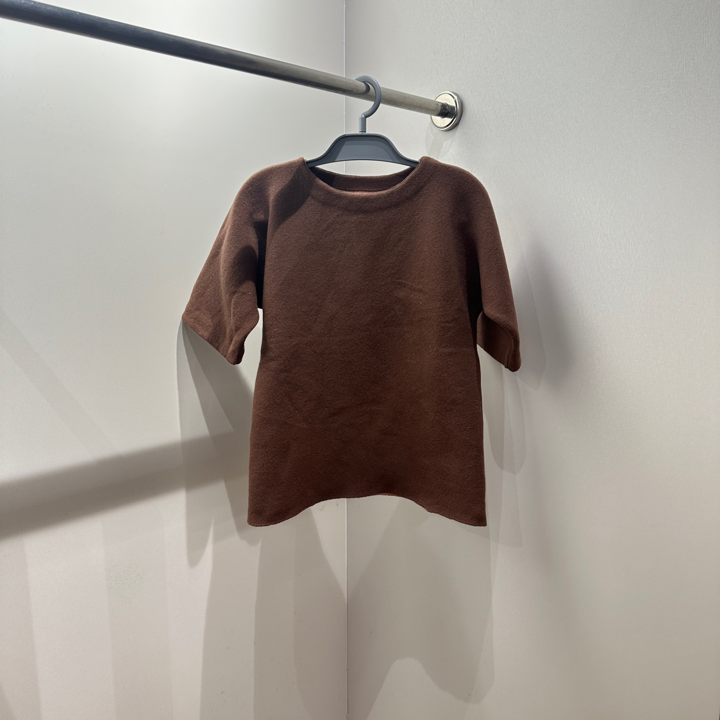 99新 MARNI tob527 纯色重磅山羊毛短袖 38码 锦纶