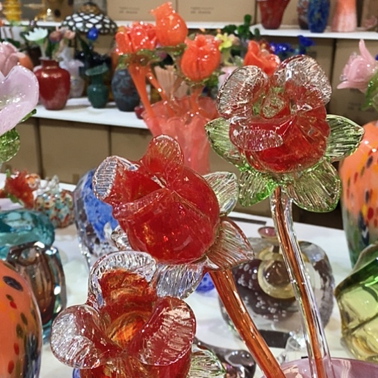 琉璃3只夜光花高45厘米宽9厘米