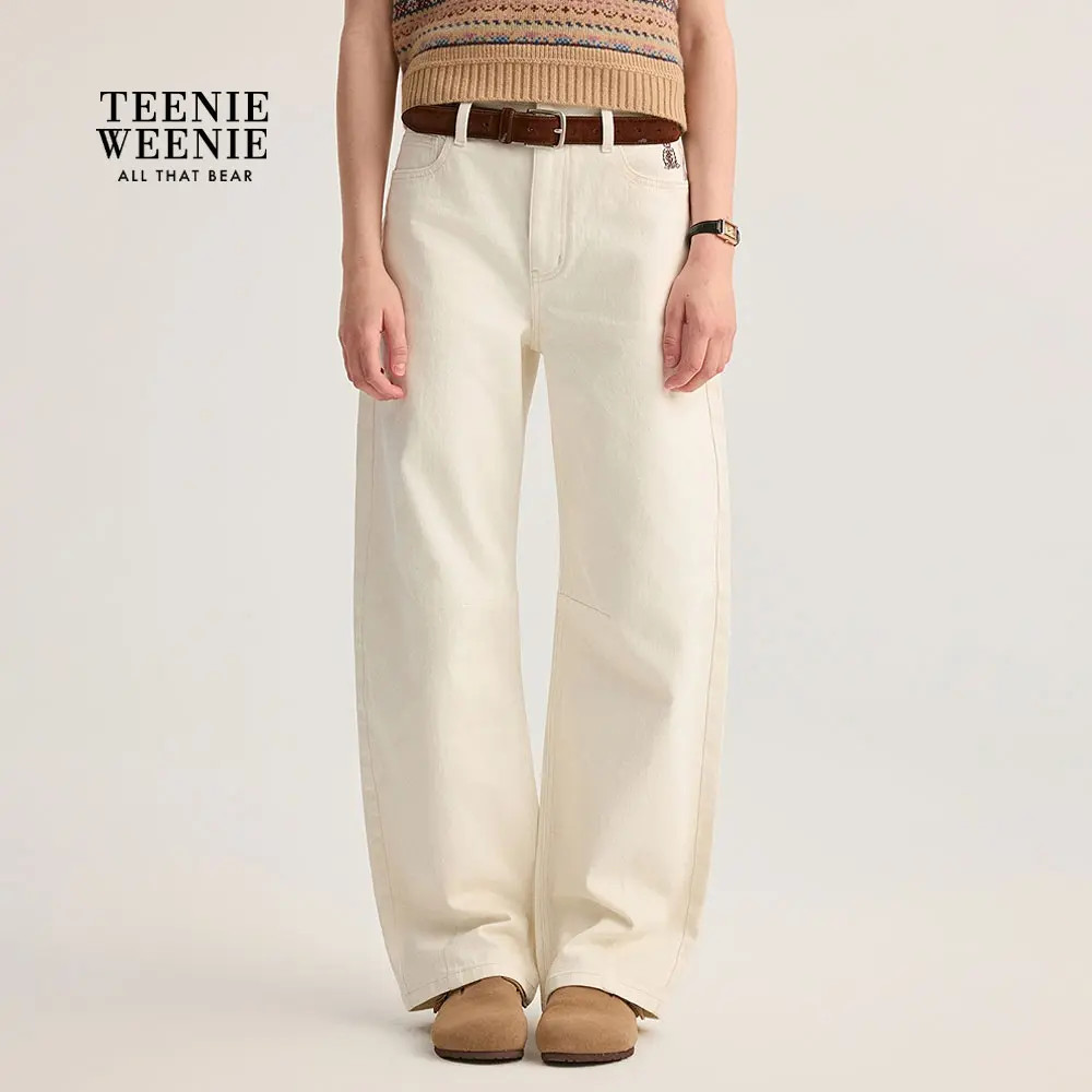 TeenieWeenie小熊女长裤25舒适宽松设计感牛仔香蕉裤TTTJ254902P