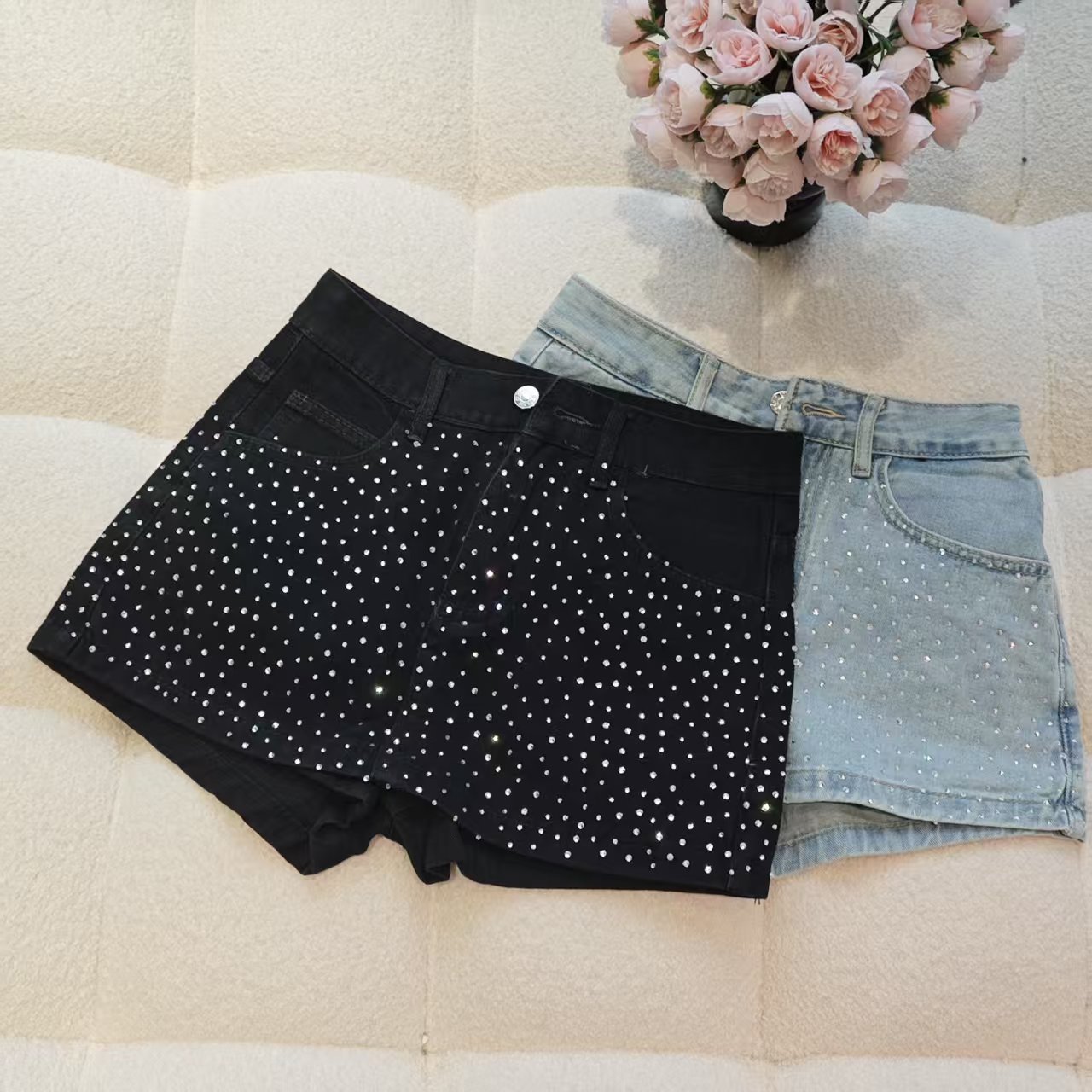 时尚休闲烫钻牛仔短裤5312