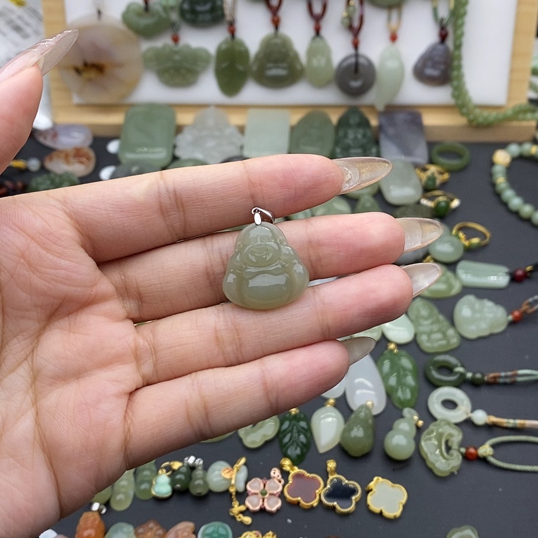 和田玉吊坠(不含链)银S925镶嵌