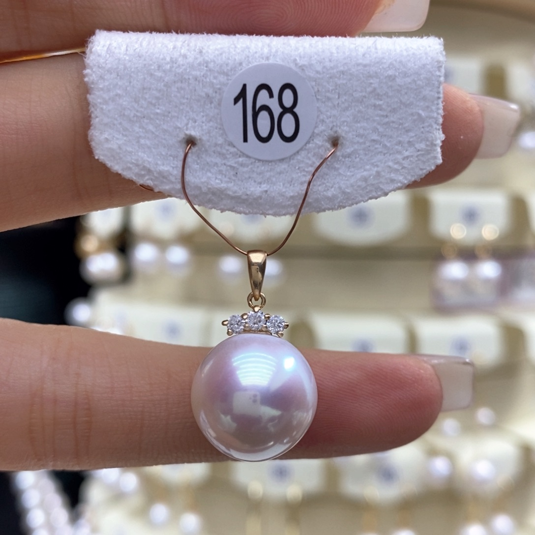 淡水珍珠吊坠(不含链)18K金镶嵌