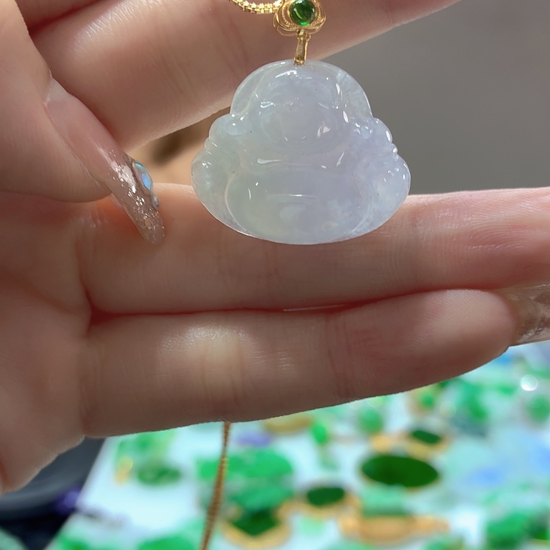 颈饰18K金镶嵌翡翠翡翠