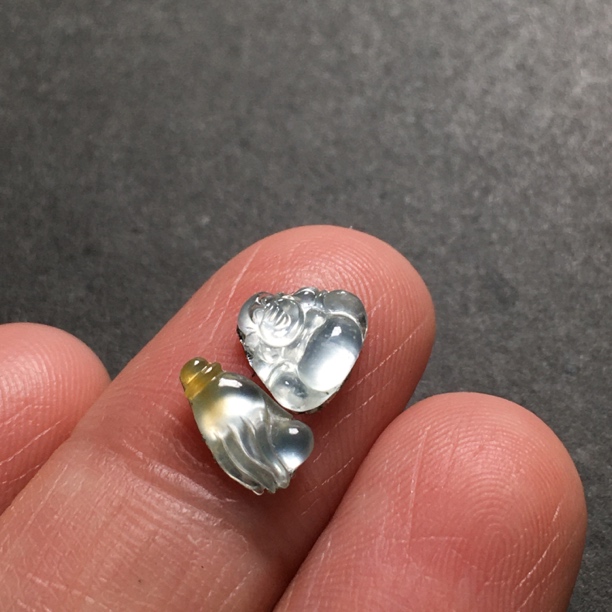 尺寸8.3-4.5-1.9天然缅甸翡翠玉石A玻璃冰撒金小佛手佛公精致珠宝