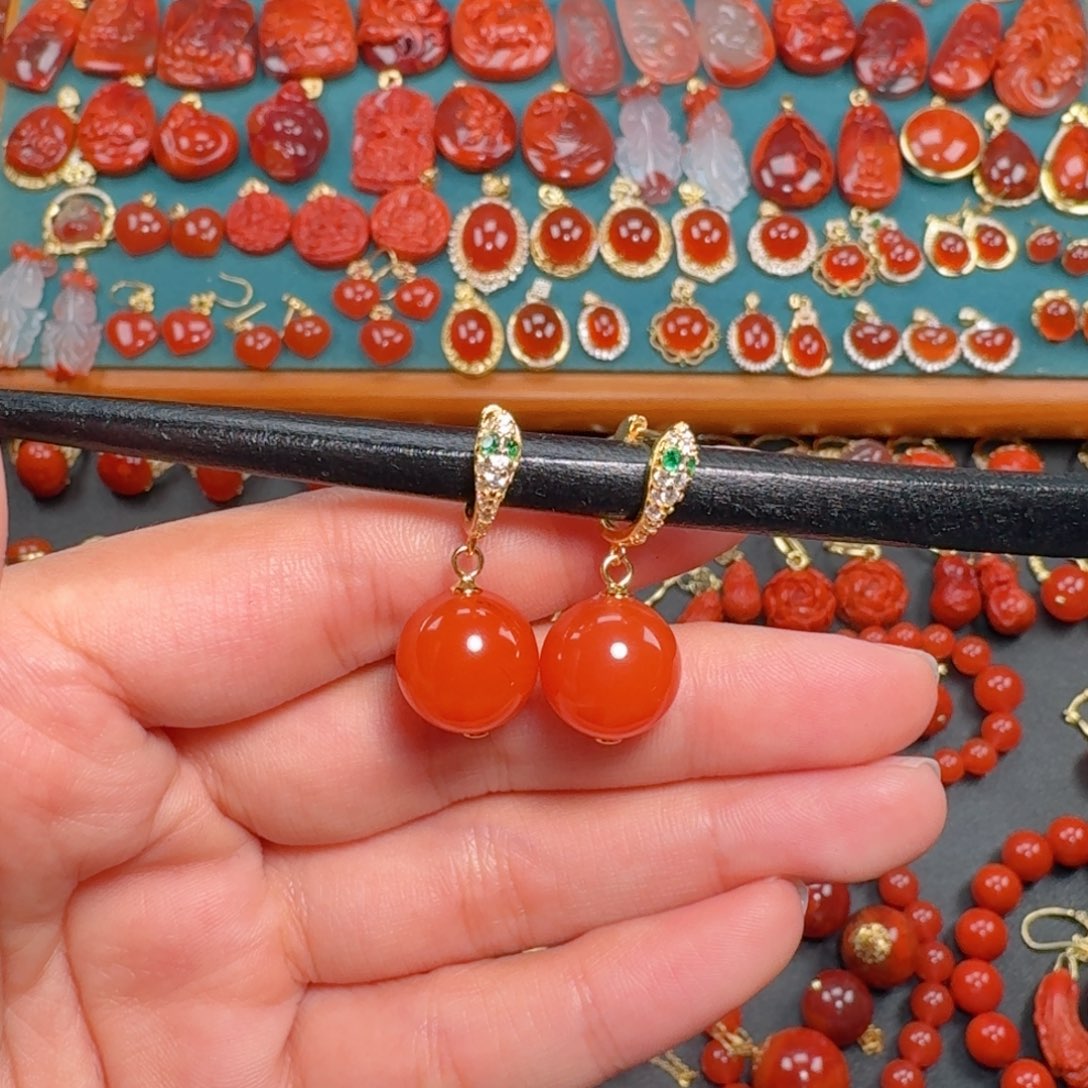 南红玛瑙南红12银S925镶嵌