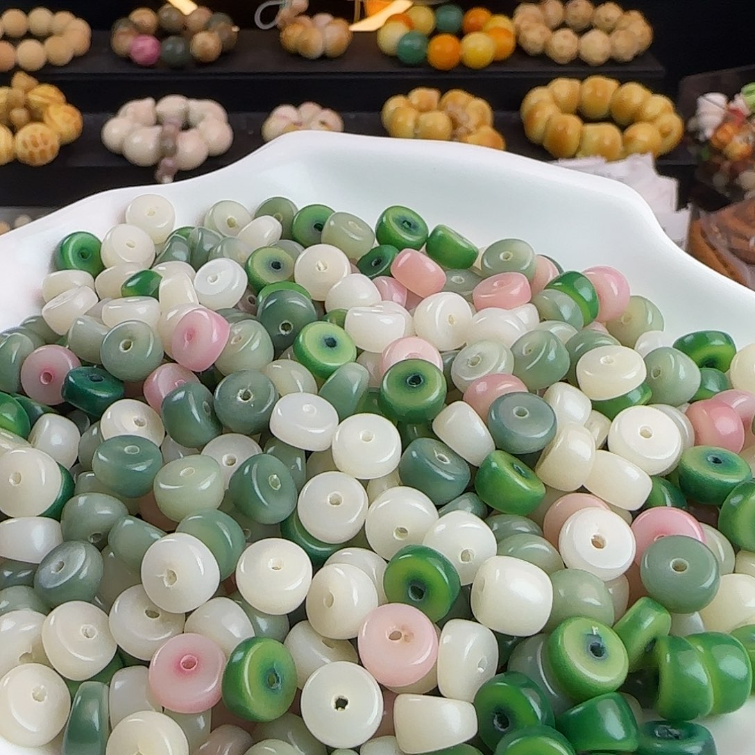 手串菩提根/象牙果微瑕卡9玛卡龙小肠500颗批发