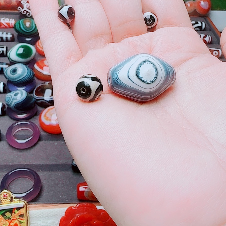 花***错玛瑙/玉髓合金珠宝半成品