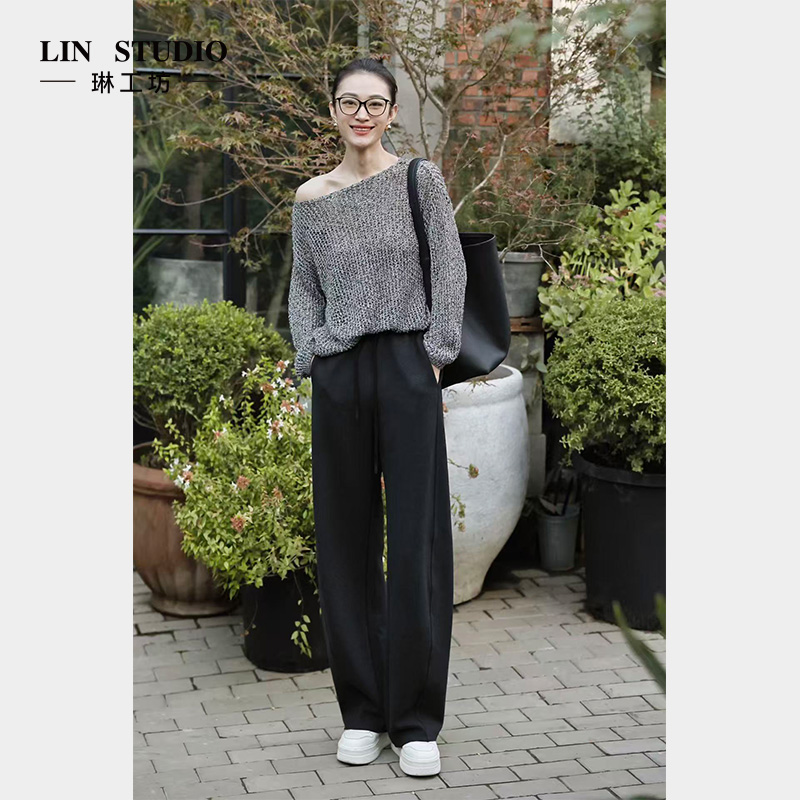 【碳黑】【双十一粉丝特惠款】【裤子  绵羊毛】琳工坊“沙渚”碳黑色长裤