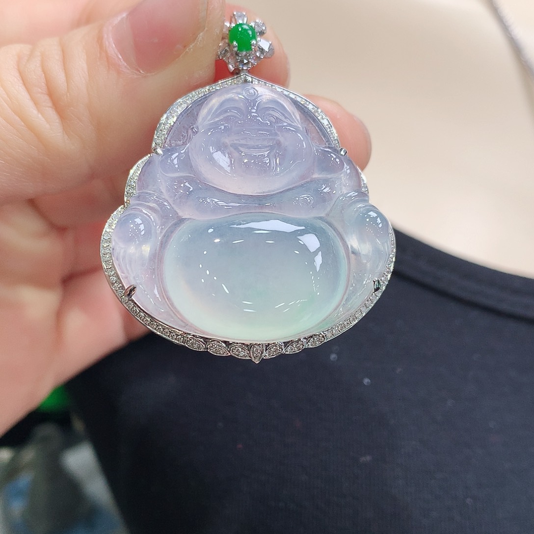 翡翠颈饰18K金镶嵌佛公