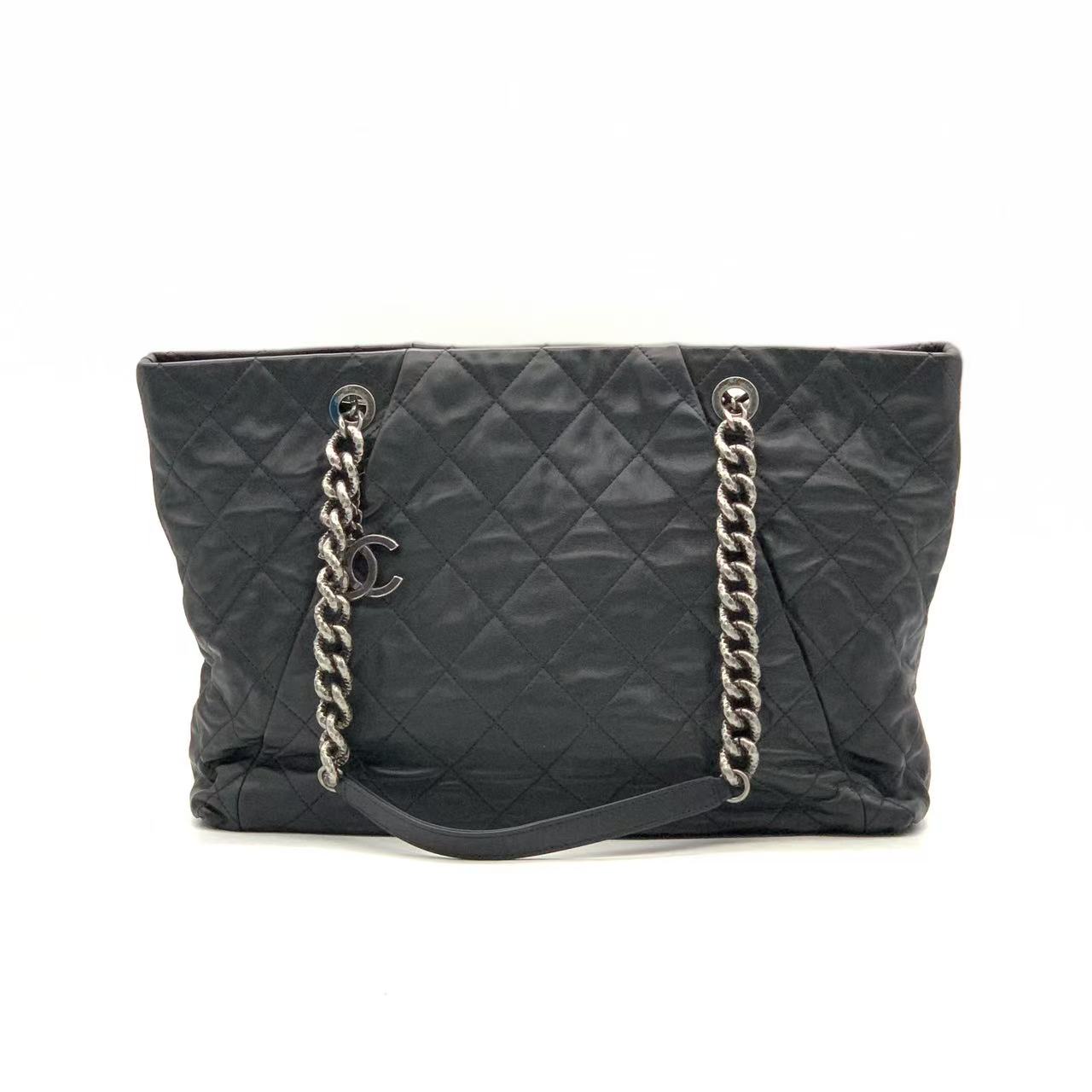 95新 Chanel/香奈儿 黑银托特包/16开