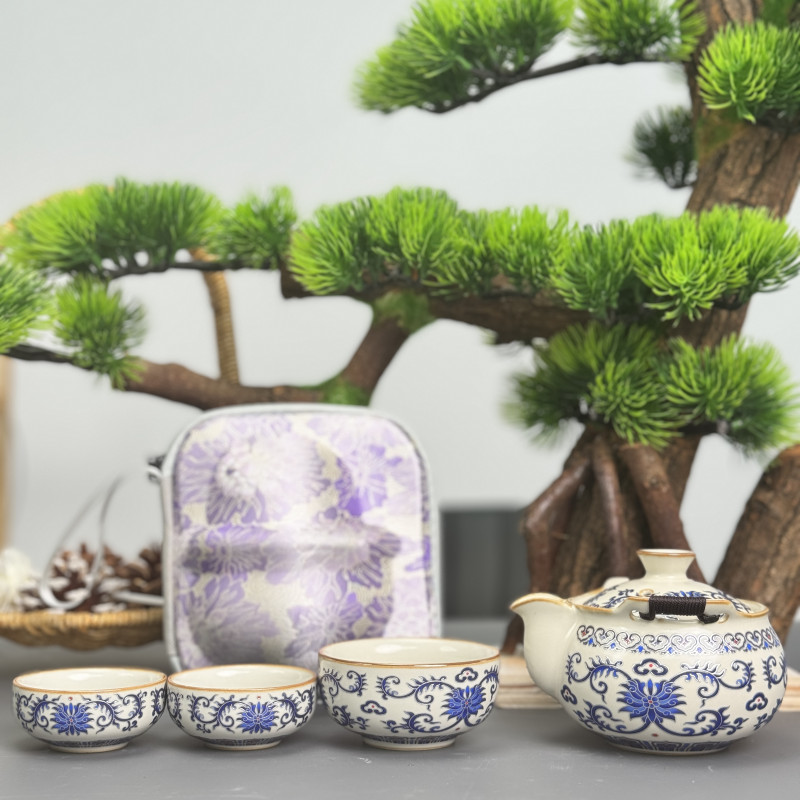 青花【勾藤】宝瓶 3杯- 至茗堂