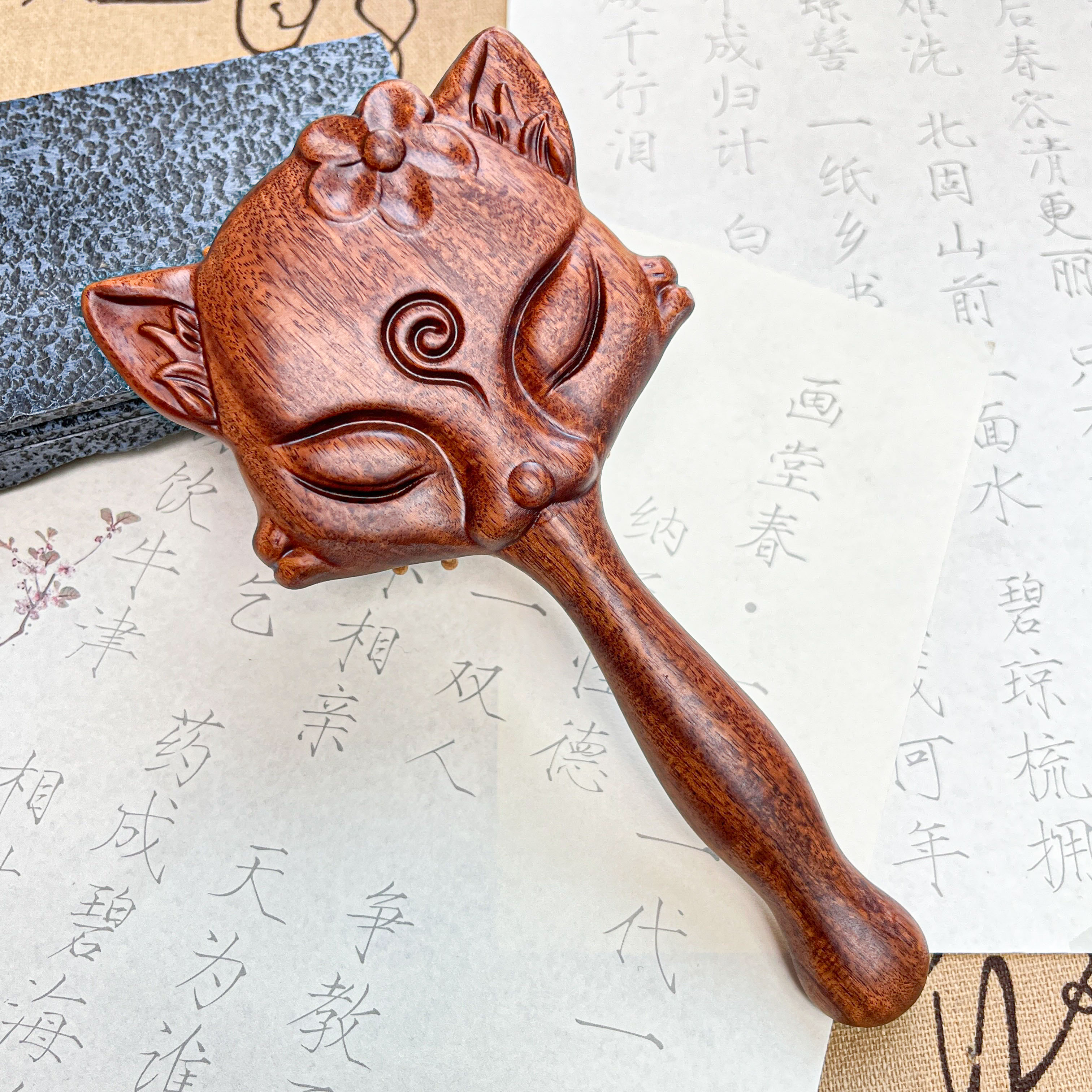 金丝檀木美狐气囊梳木质梳子