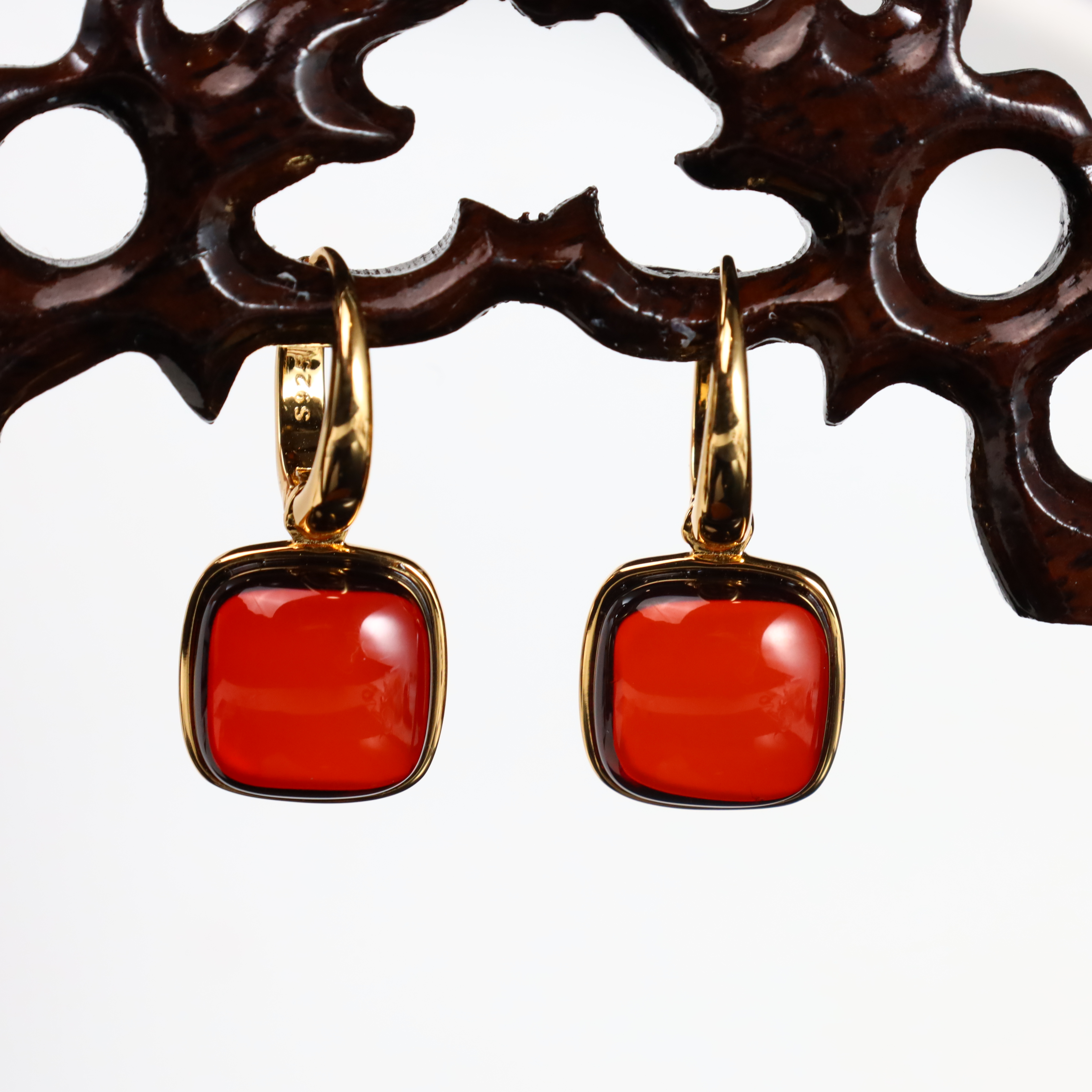 【女人珀】心如珠宝 血珀方块耳圈 251022025562