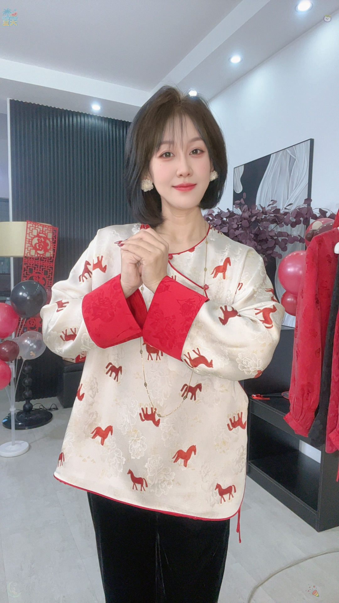 炫云裳马年拜年服冬季新款新中式斜襟盘扣圆领国风上衣