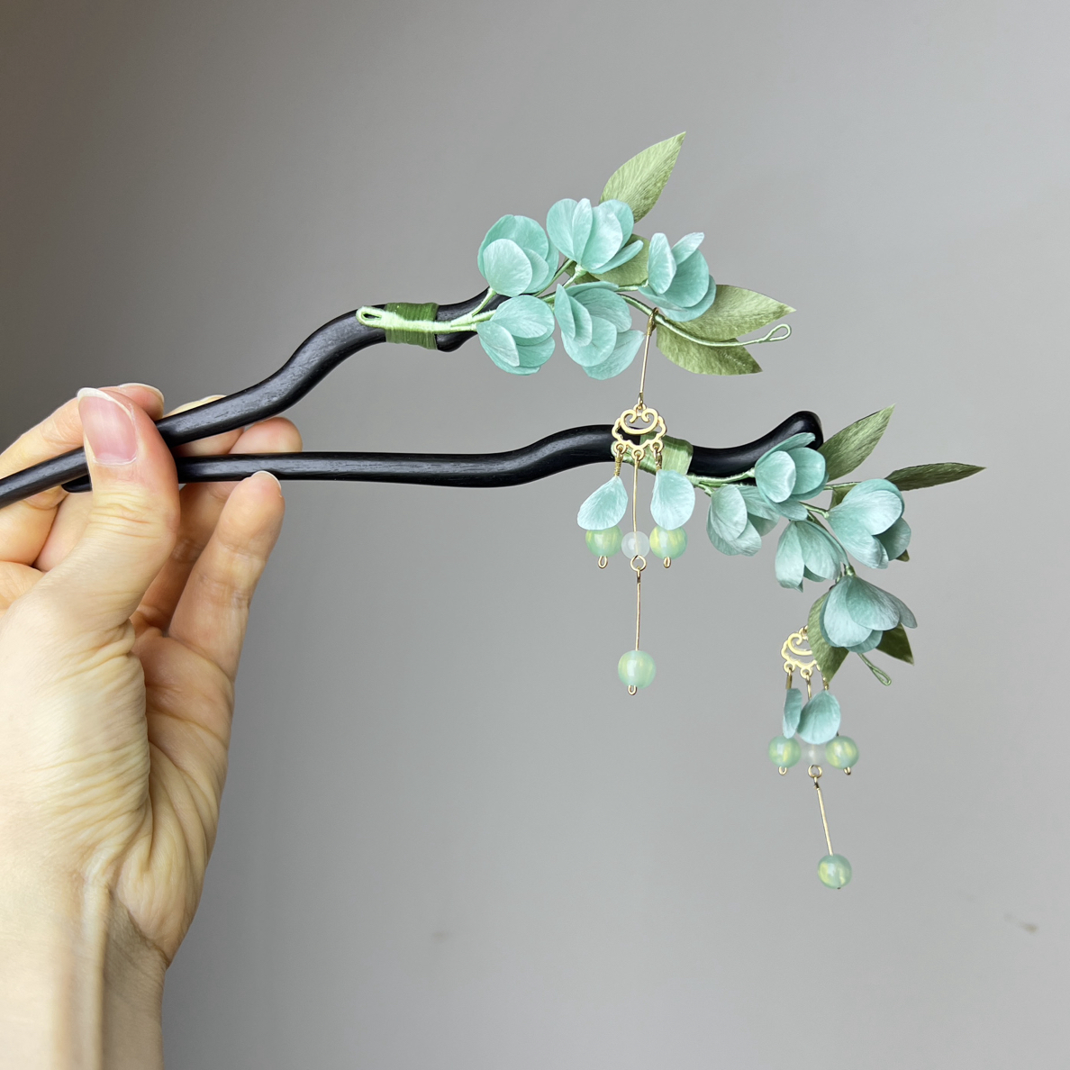 纯手工非遗绒花夹扁绒花发簪 No退No换 清新流苏发簪日常挽发百搭