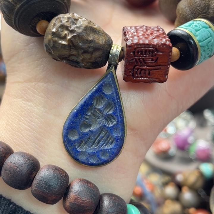 青金石未镶嵌颈饰青金搭配手串