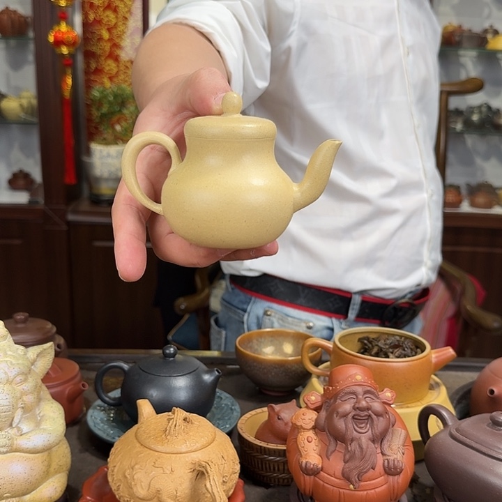 紫砂茶壶宫灯本绿