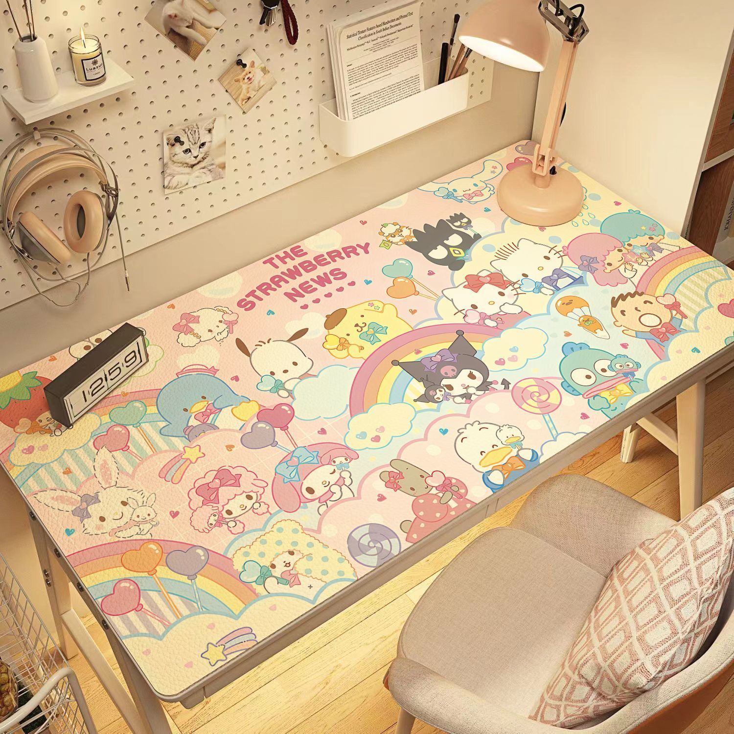 三丽鸥皮革桌垫大耳狗卡通动漫防水茶几餐桌垫茶几垫耐脏免洗