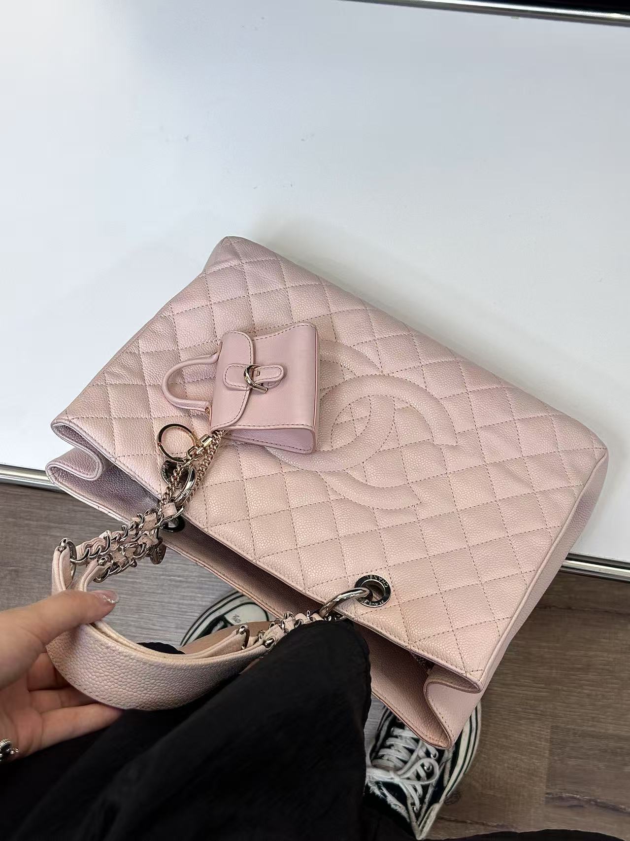 95新 Chanel/香奈儿 CS5496/Chanel/GST粉色中号链条包