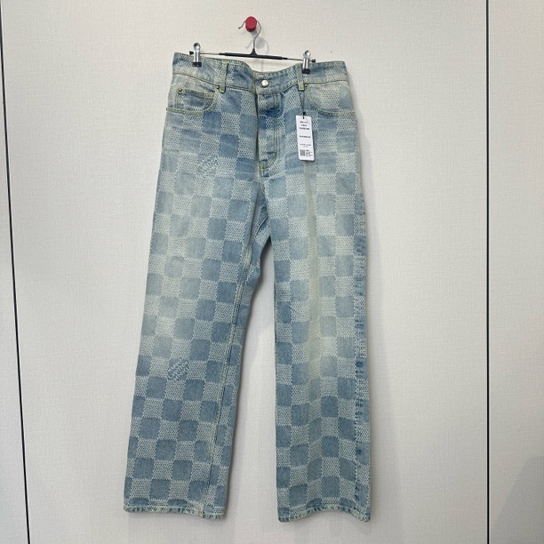 99新 LouisVuitton/路易威登 菲董棋盘格牛仔裤 尺码：38 20221