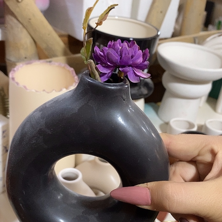 陶盆有孔 瑕疵针孔漏釉介意勿拍 口高