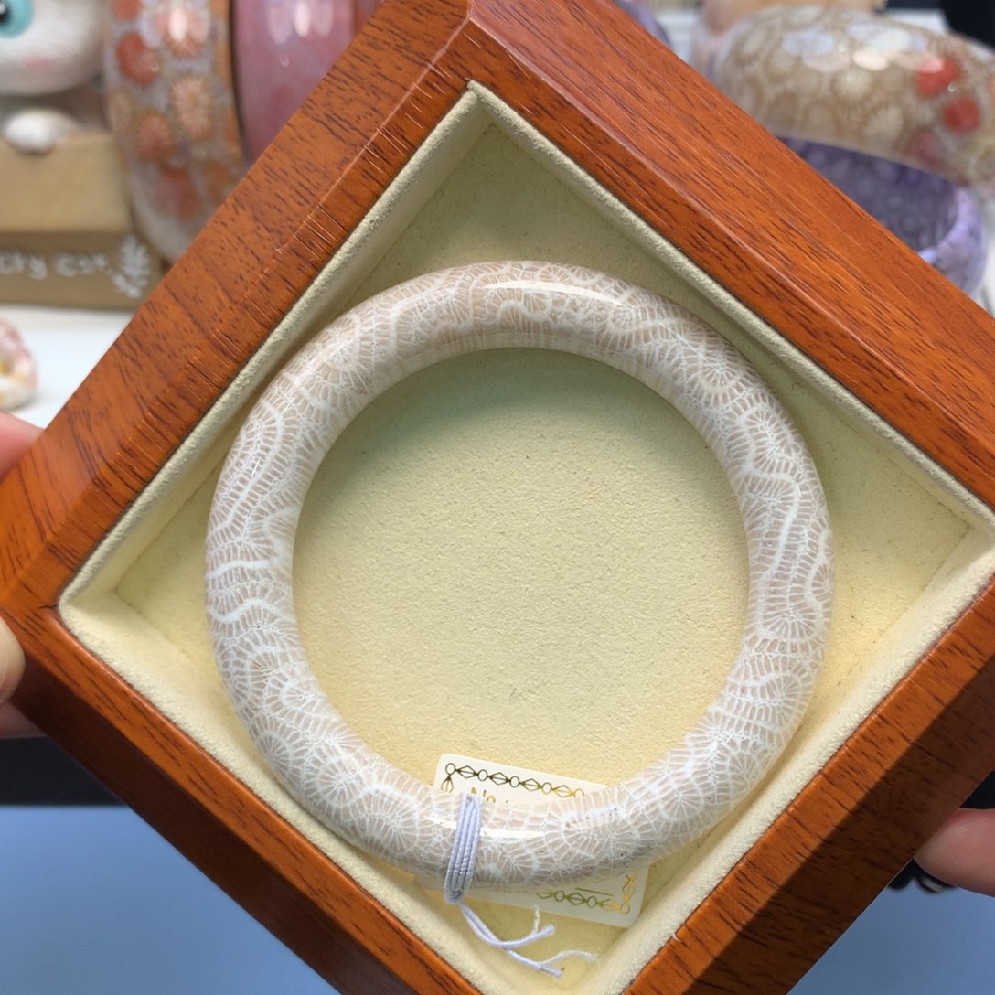 硅化珊瑚（珊瑚玉）手镯未镶嵌龙骨纹54口