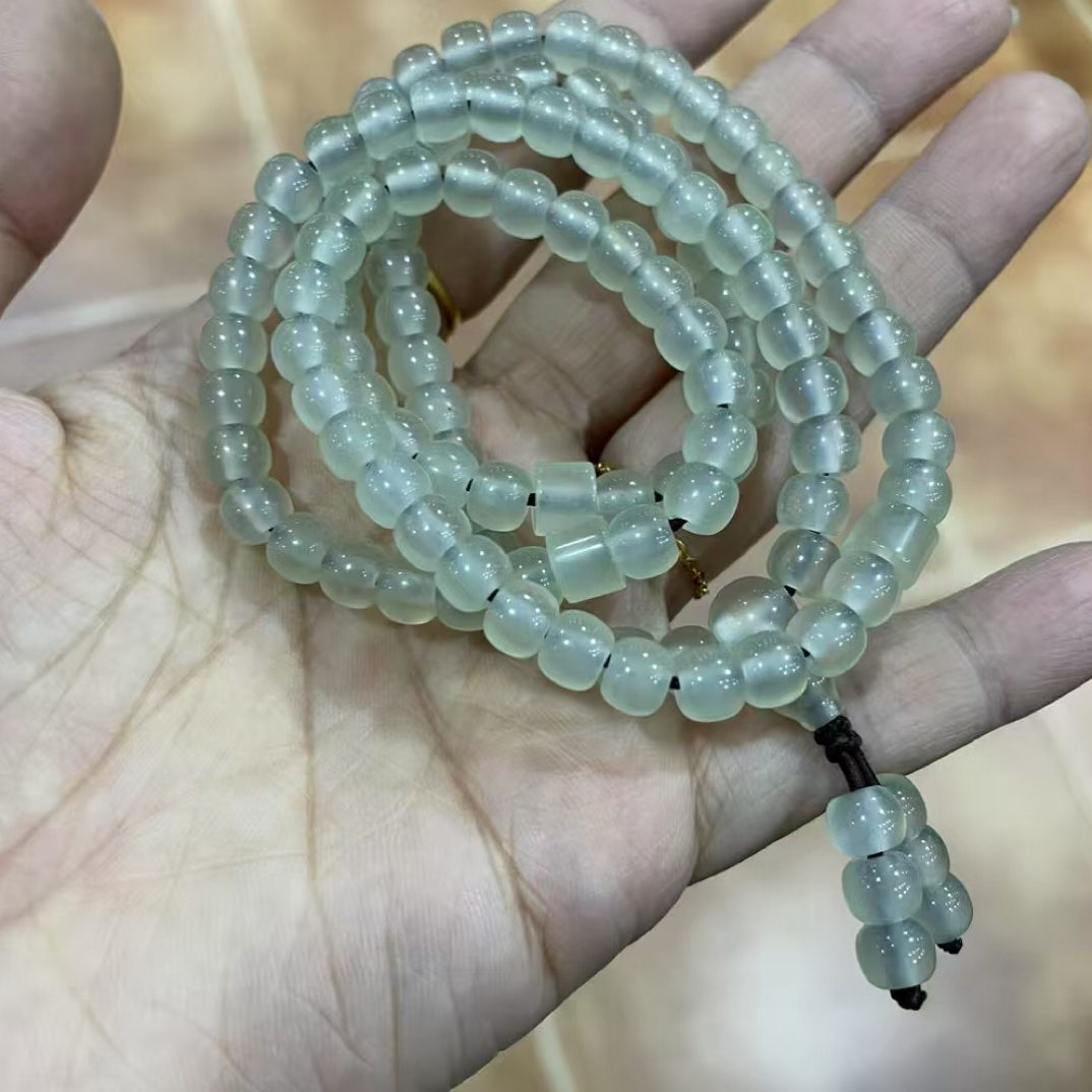 精品岫玉白冰料108粒