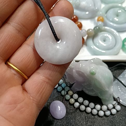 翡翠未镶嵌颈饰淡紫色平安扣33/9