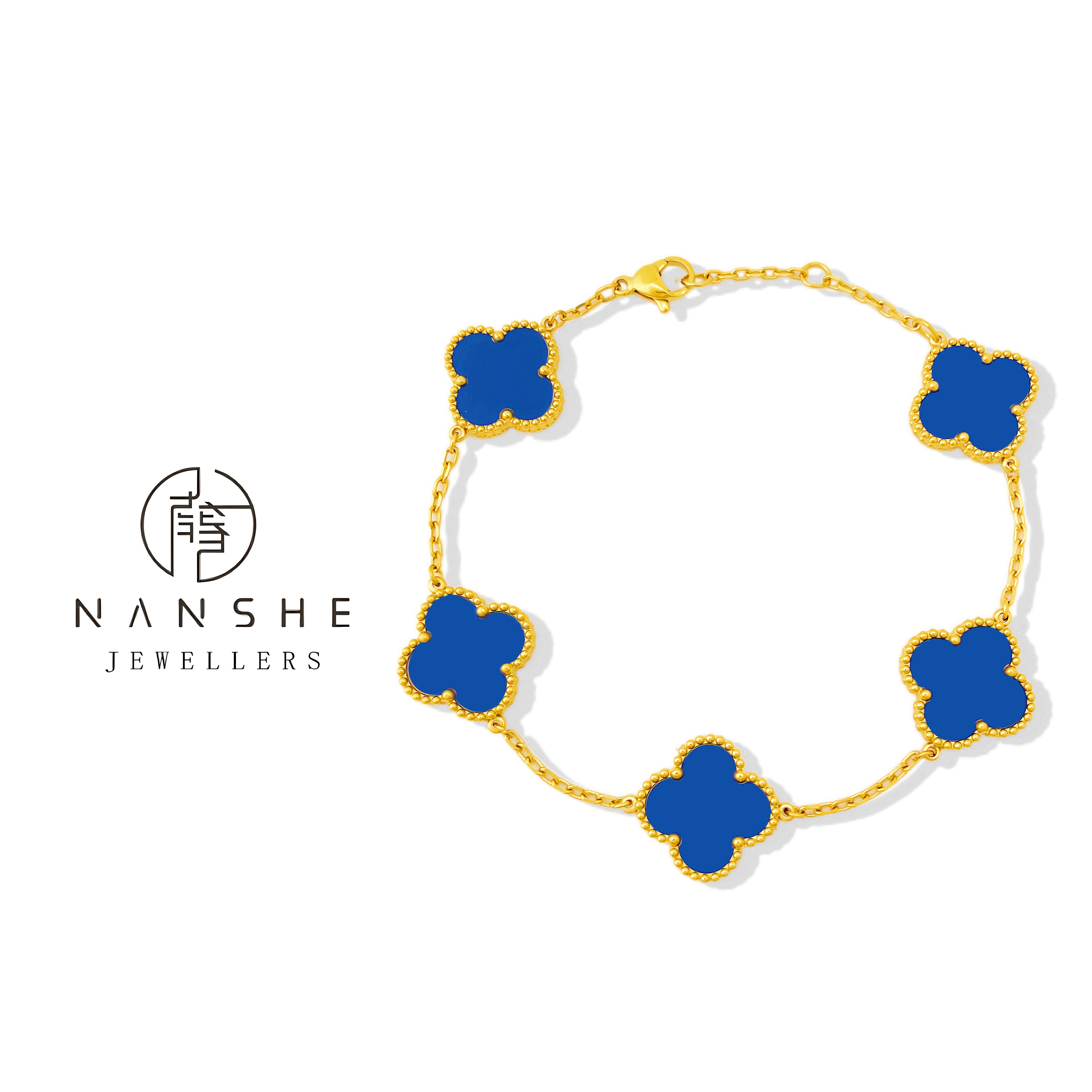 NANSHE/南奢 蓝色四叶草手链气质轻奢百搭