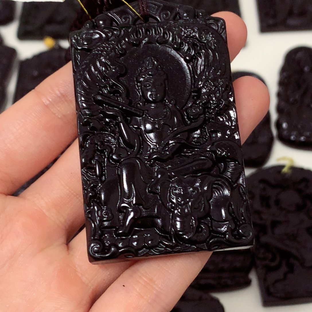 天然缅甸a货钢琴黑挂件