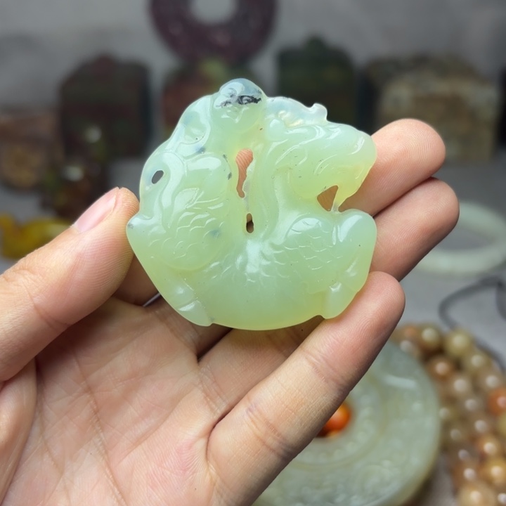 白玉菩提吊坠———-