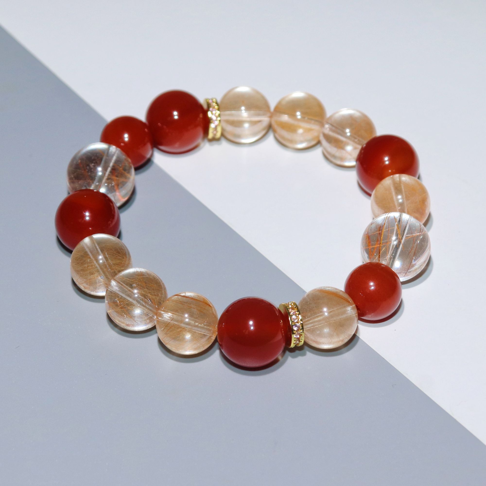 石光晶工兔毛发晶玛瑙水晶手串