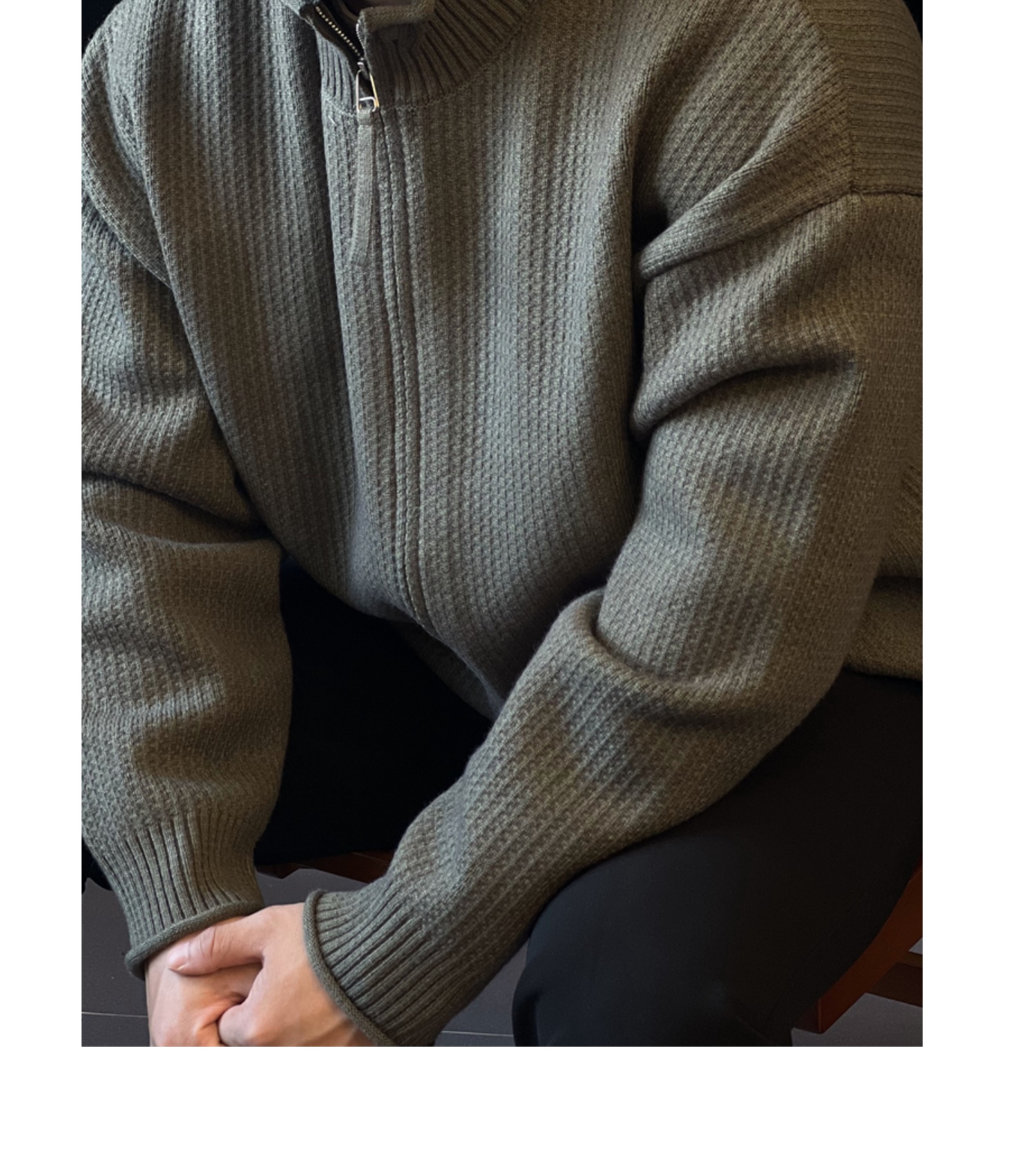 亲肤细腻 提花工艺立领针织开衫男士复古毛衣拉链外套NX901