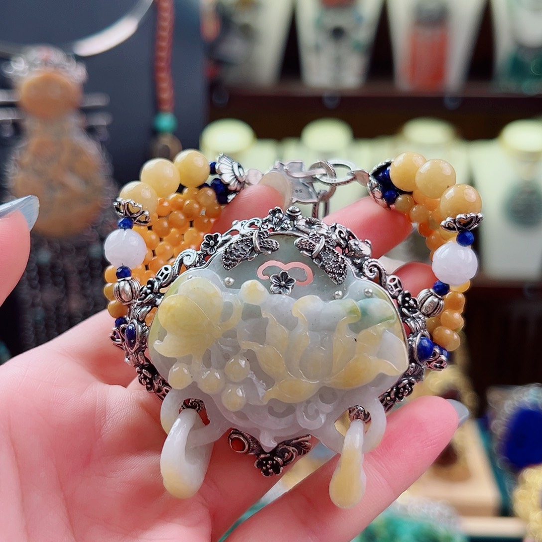 手链翡翠银S925镶嵌手链