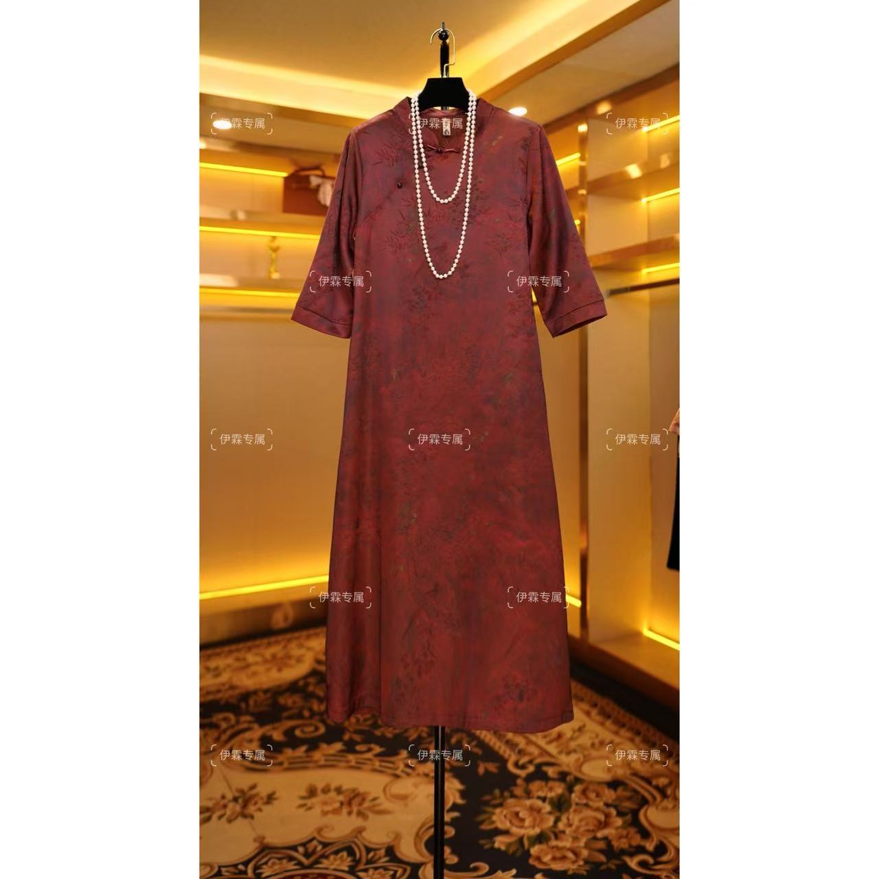 108秋冬季简约复古显瘦遮肉减龄旗袍连衣裙国风气质