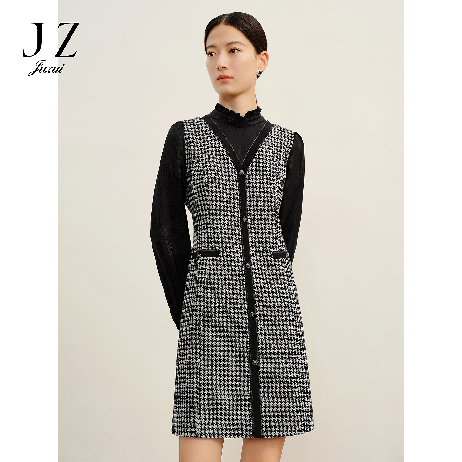 商场同款JZ玖姿JWDQ50016通勤OL风假两件连衣裙女秋季款
