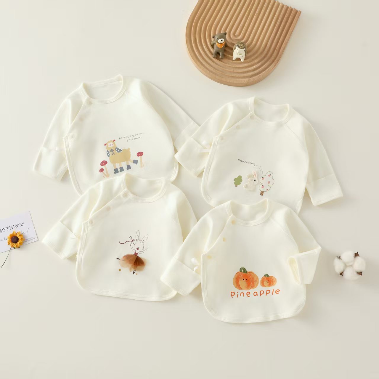 婴儿纯棉半背衣 初生宝宝半身衣薄款无骨舒适透气上衣儿童和尚服