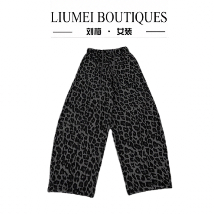 A98261刘梅家加绒加厚豹纹裤阔腿裤