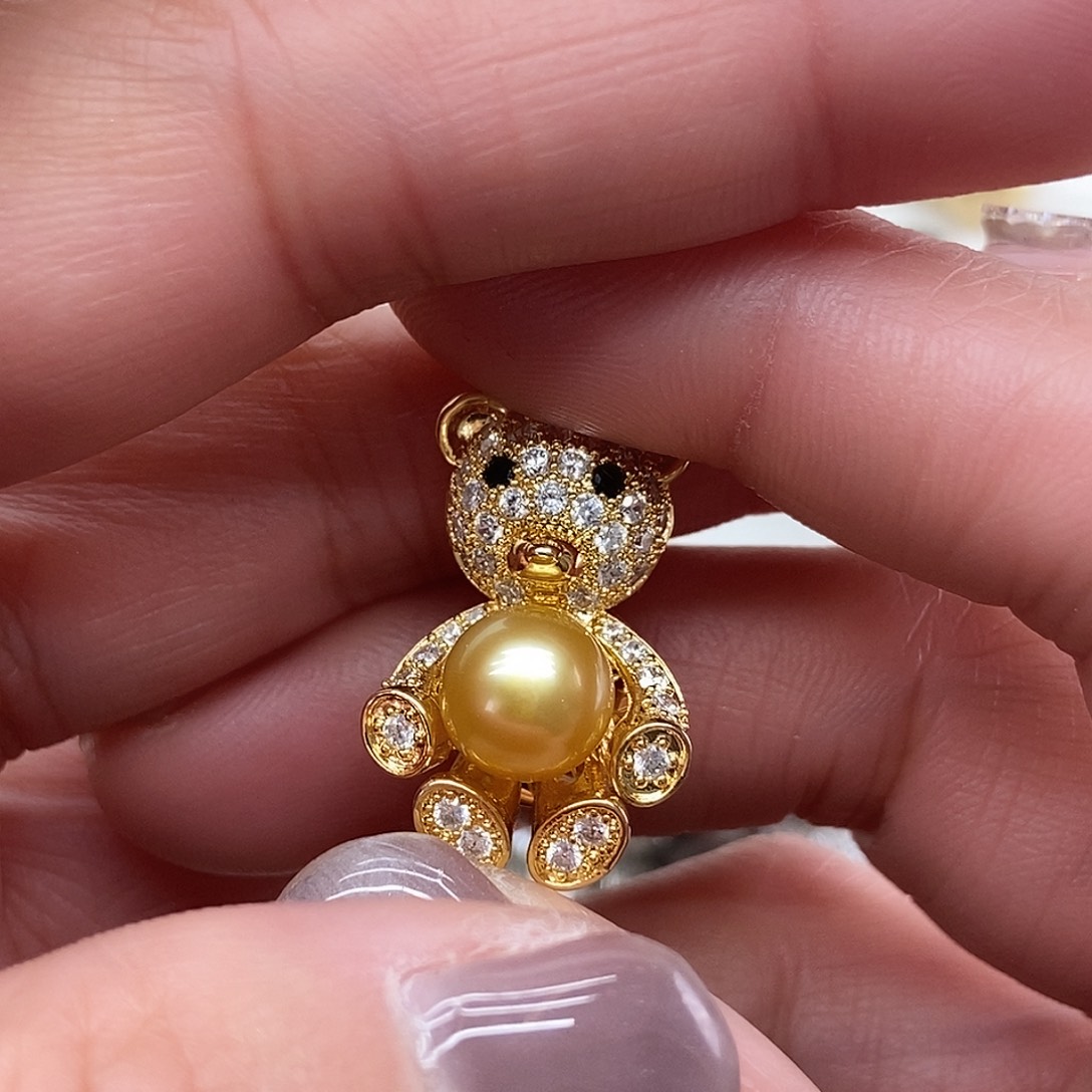 海水珍珠胸针合金