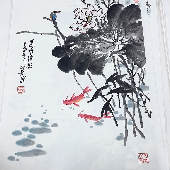 国画四尺三开唐加兰