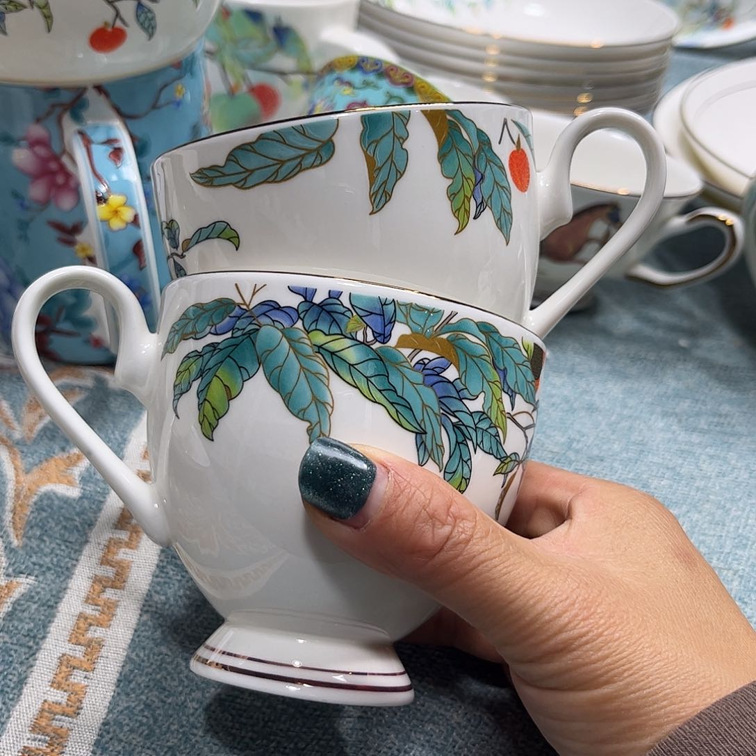 瓷片荔枝咖啡杯两个