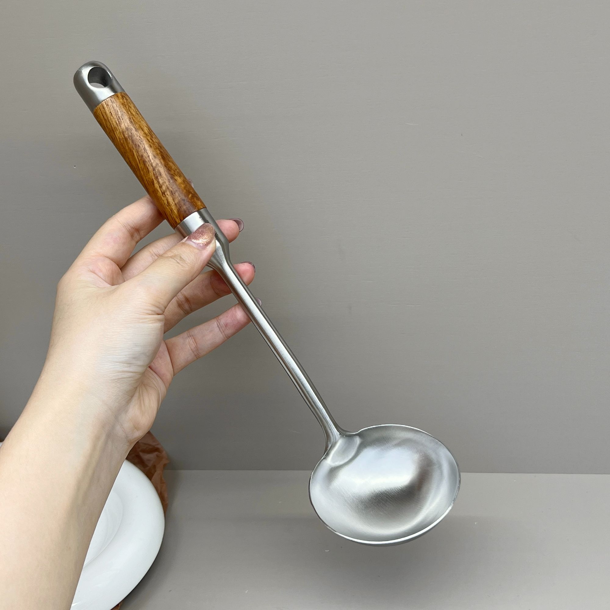 花梨木小铲勺SUS316钢加厚小勺 家用木柄汤勺用具炒菜勺汤勺子