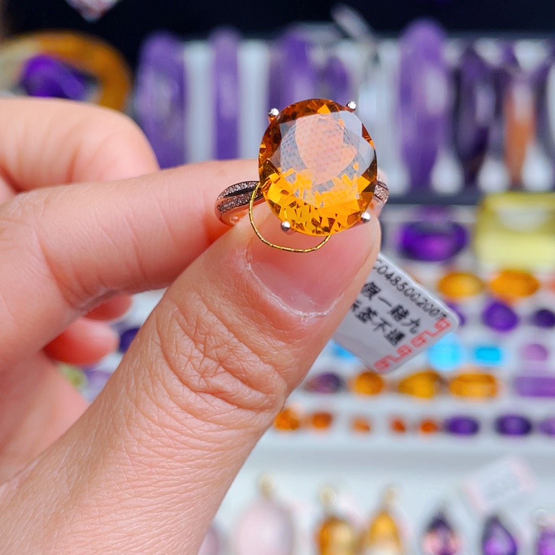 银S925镶嵌戒指黄晶随*-天然保真