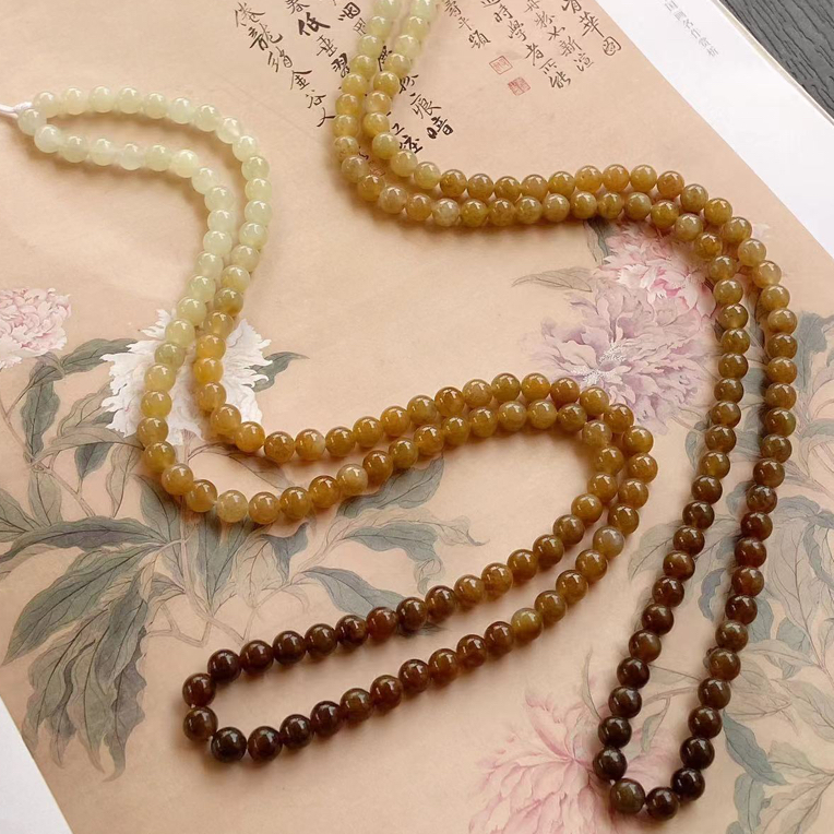 CA371 和田玉渐变红糖长链毛衣链多样性发货一条