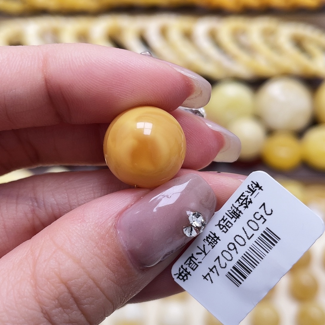 琥珀未镶嵌裸石14.2mm氧化款圆珠