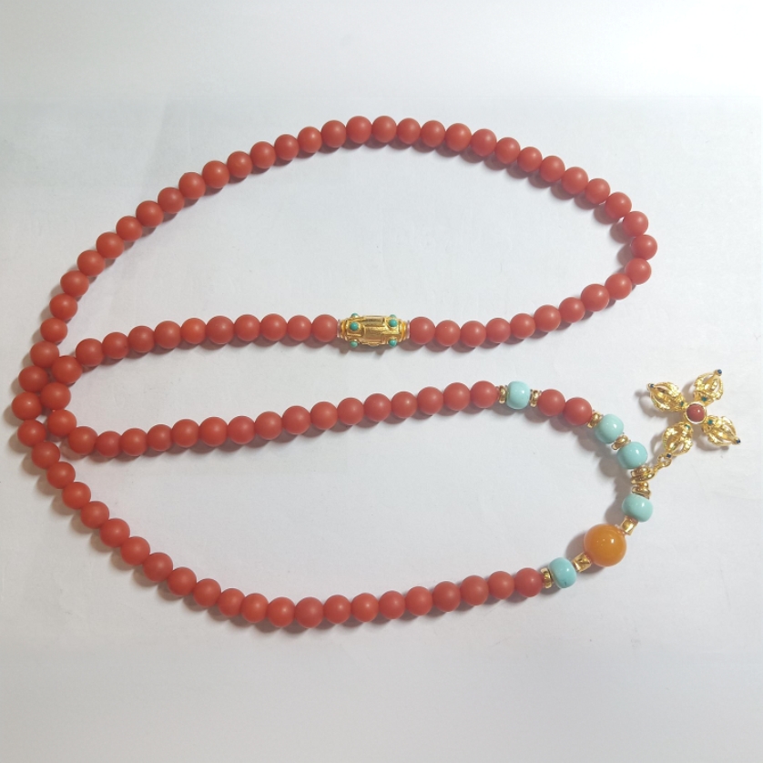 2401654-南红绿松多圈手串