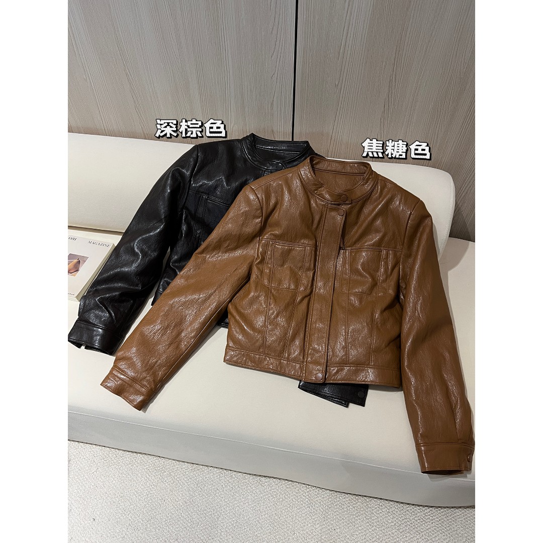 羽绒内胆短款皮衣外套WJ-9876