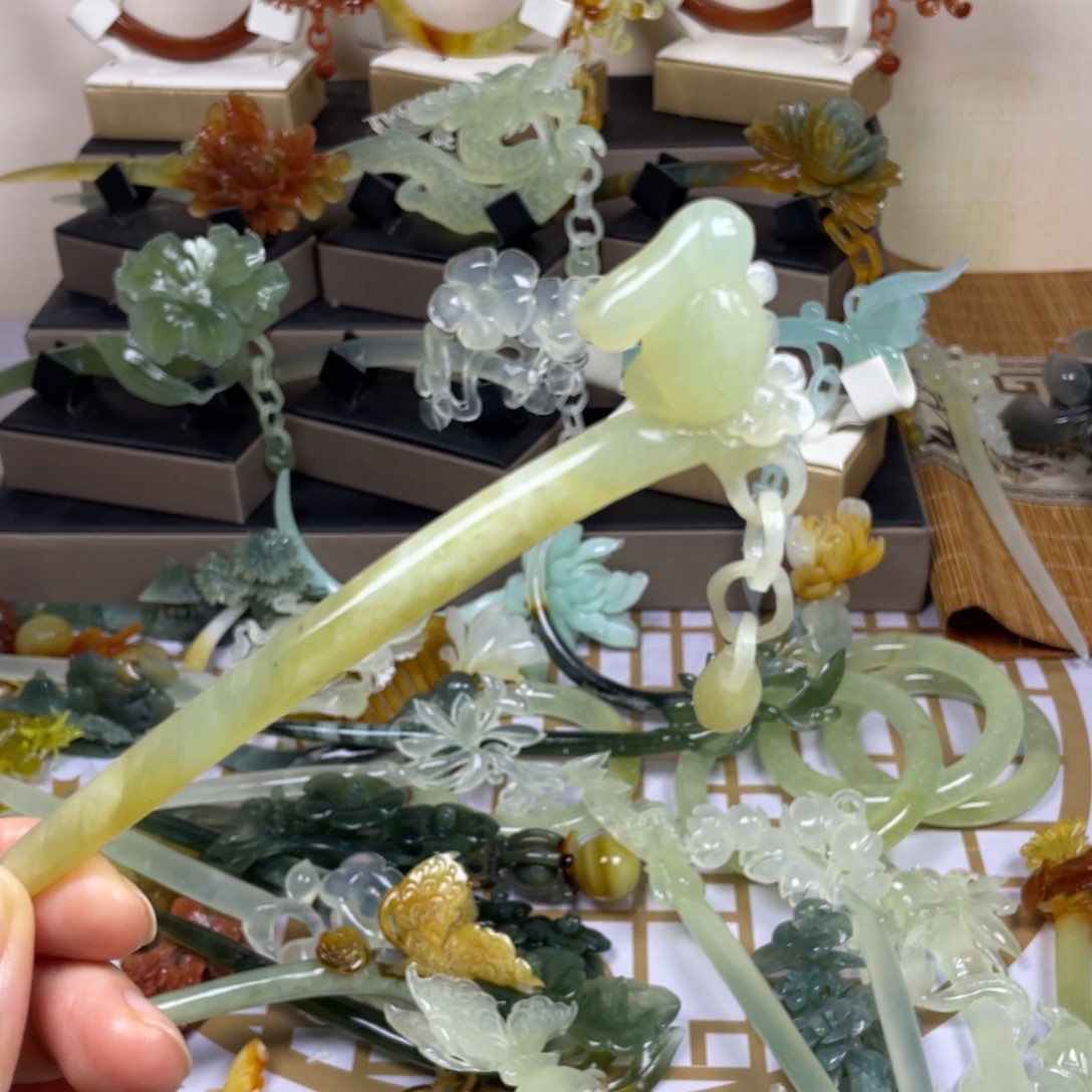 未镶嵌蛇纹石玉发饰